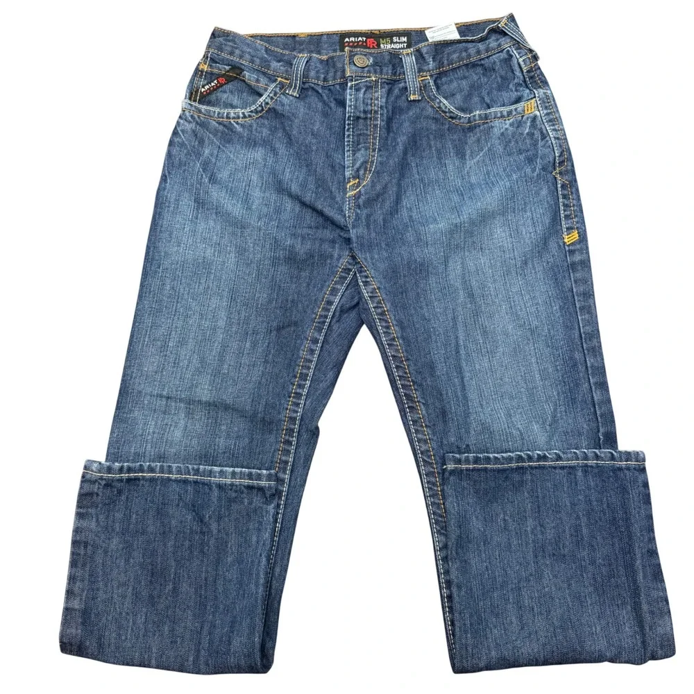 Ariat M5 Slim Straight Jeans Mens 32x30 Blue FR Flame Resistant Work Denim Pants